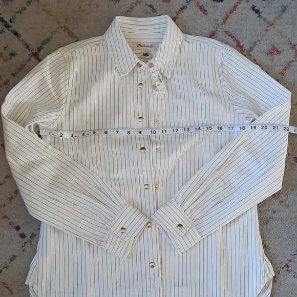 Madewell Denim Classic Button-up Shirt In Pinstripe Small - Picture 2 of 6